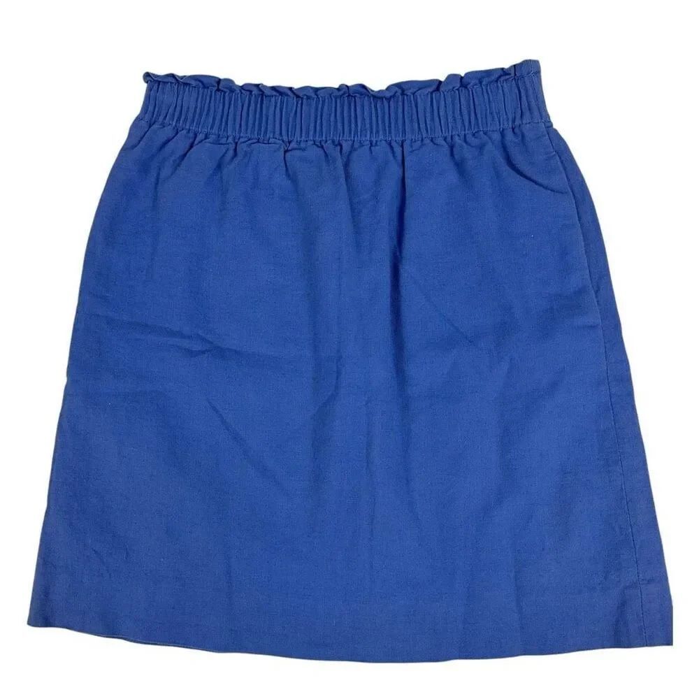 J. Crew Printed linen cotton sidewalk skirt size 2 Blue